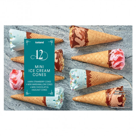 iceland 12 mini ice cream cones 214g 73237